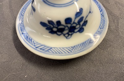 A Chinese blue and white five-piece garniture, Kangxi